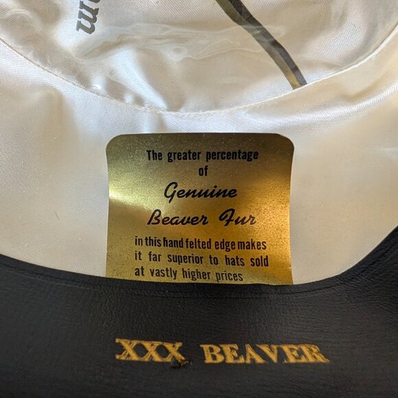 Vintage Adam Black Beaver Fur Felt Fedora Hat - Size 7 1/4 - Picture 8 of 8